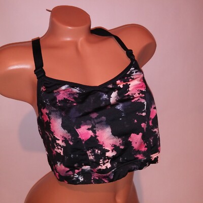LIVI Sports Bra 18 20 Low Impact No Wire Black Strappy Back Unlined Wireless