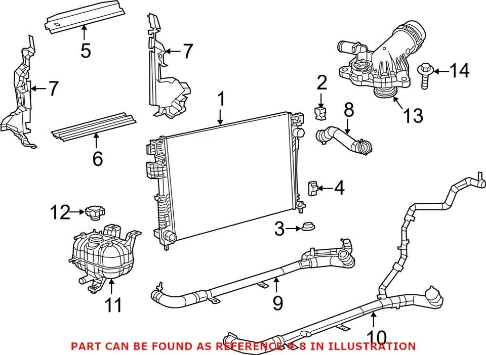 Manguera de refrigerante de radiador superior Mopar original OEM para Chrysler Pacifica Voyager Foto 2 de 2