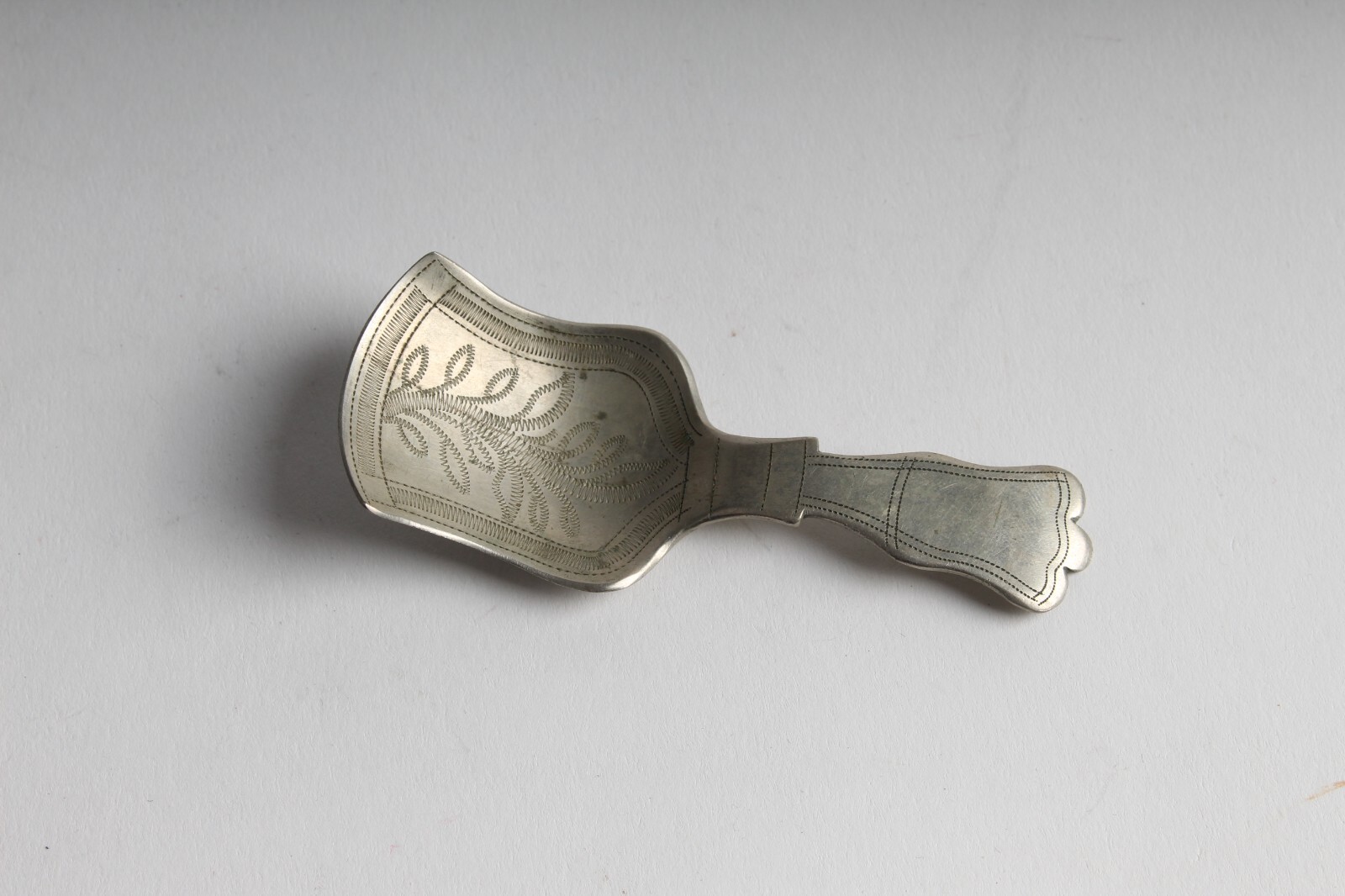 FOLK ART Georgian / Victorian Tea Caddy Spoon Hallmarked Hand Engraved STUNNING