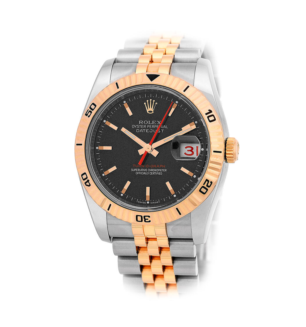 ROLEX Steel & 18K Rose Gold 36mm Datejust Turn-O-Graph 116261 Box