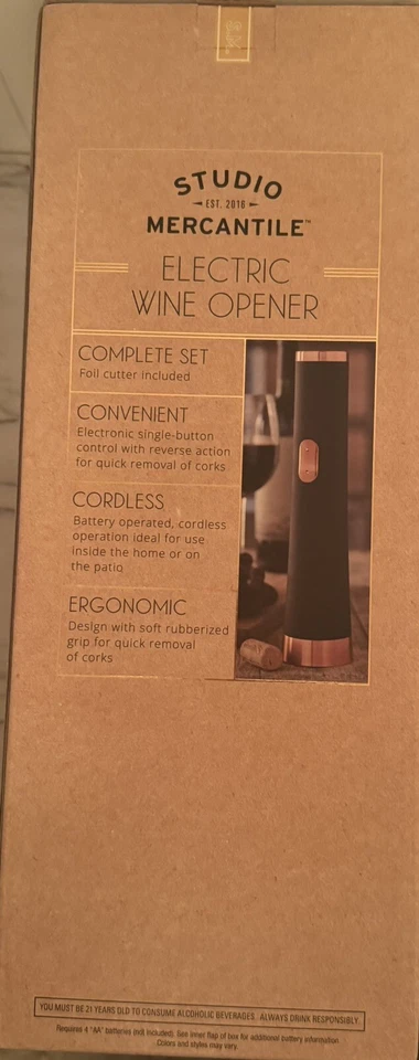Studio Mercantile, abridor de vino eléctrico, control de un solo botón y cortador de láminas Foto 3 de 4