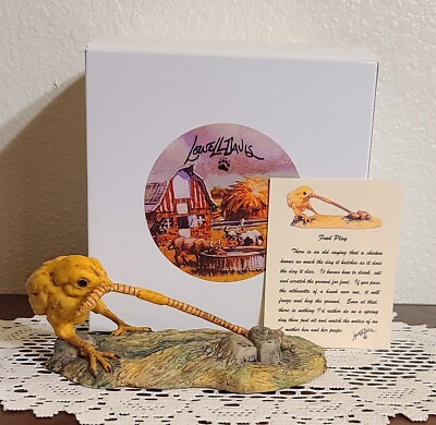 Lowell Davis ''Fowl Play'' 1978 Figurine Chick Pulling Worm Border Fine Arts 