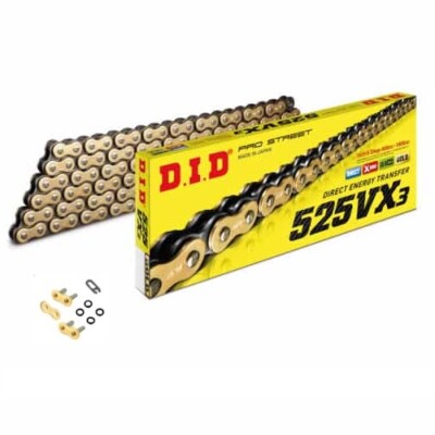 DID Heavy Duty X-Ring Gold Motorrad Kette 525VX 130 L GLIEDER