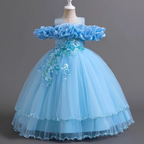 Fashion Party Girls Dress Elegant Tulle Princess Gown Girl Bow Christmas Costume - Picture 29 of 32