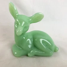 Mosser Jade Green Fawn Deer Jadeite Fenton