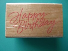 Happy Birthday Greeting in Pretty Cursive Font HERO ARTS Rubber Stamp