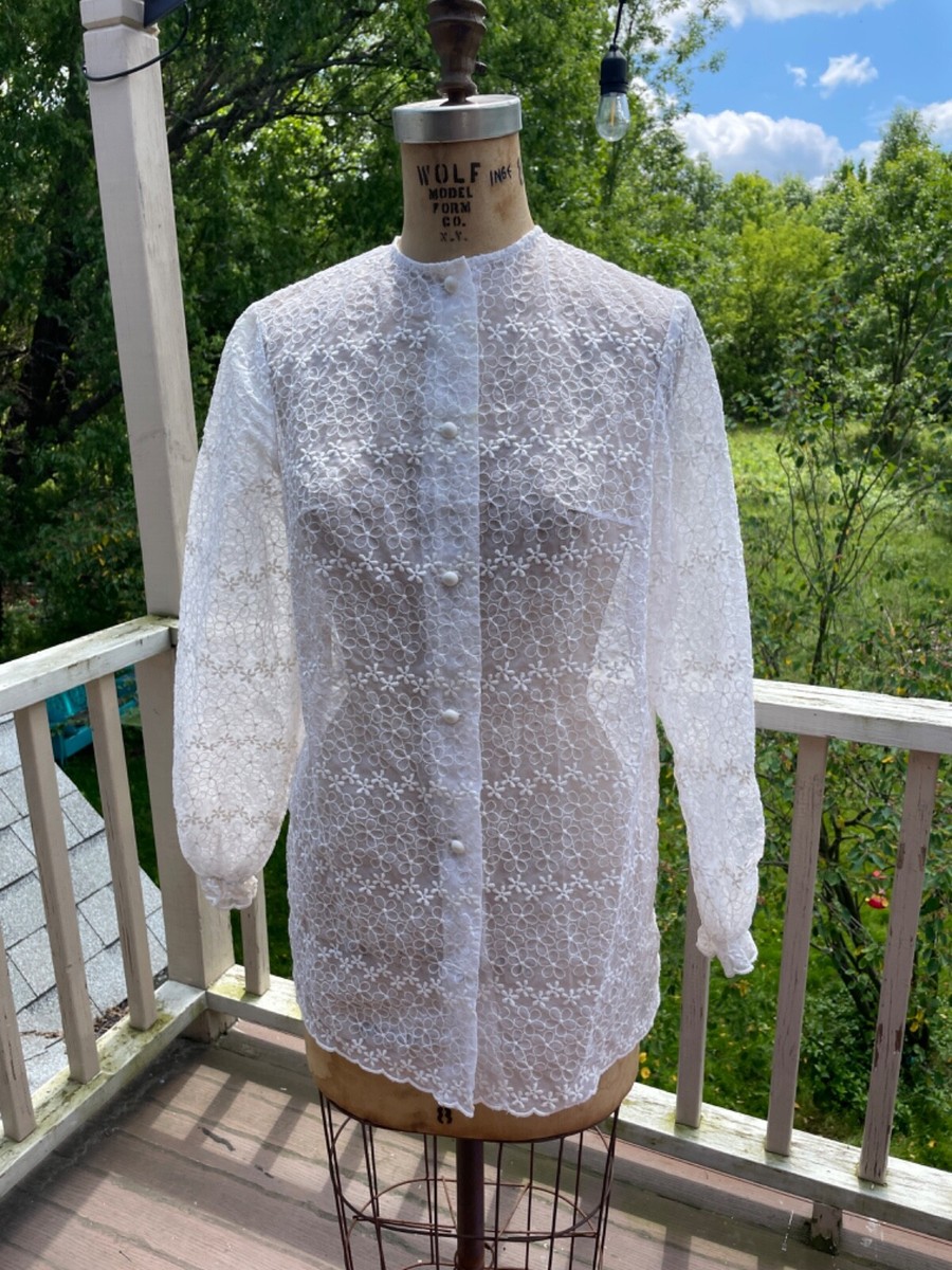 Vintage Jantzen Made in USA White Blouse CoverUp Swim Suit Bathing