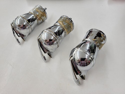 Vintage Set Of 3 Chrome Liquor Bottle Pourer Spout Stopper Mid-Century Bar Deco - Picture 4 of 9