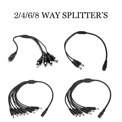 CCTV Camera Power Supply Splitter 12V DC 2.1mm Female to 2/4/6/8 Male