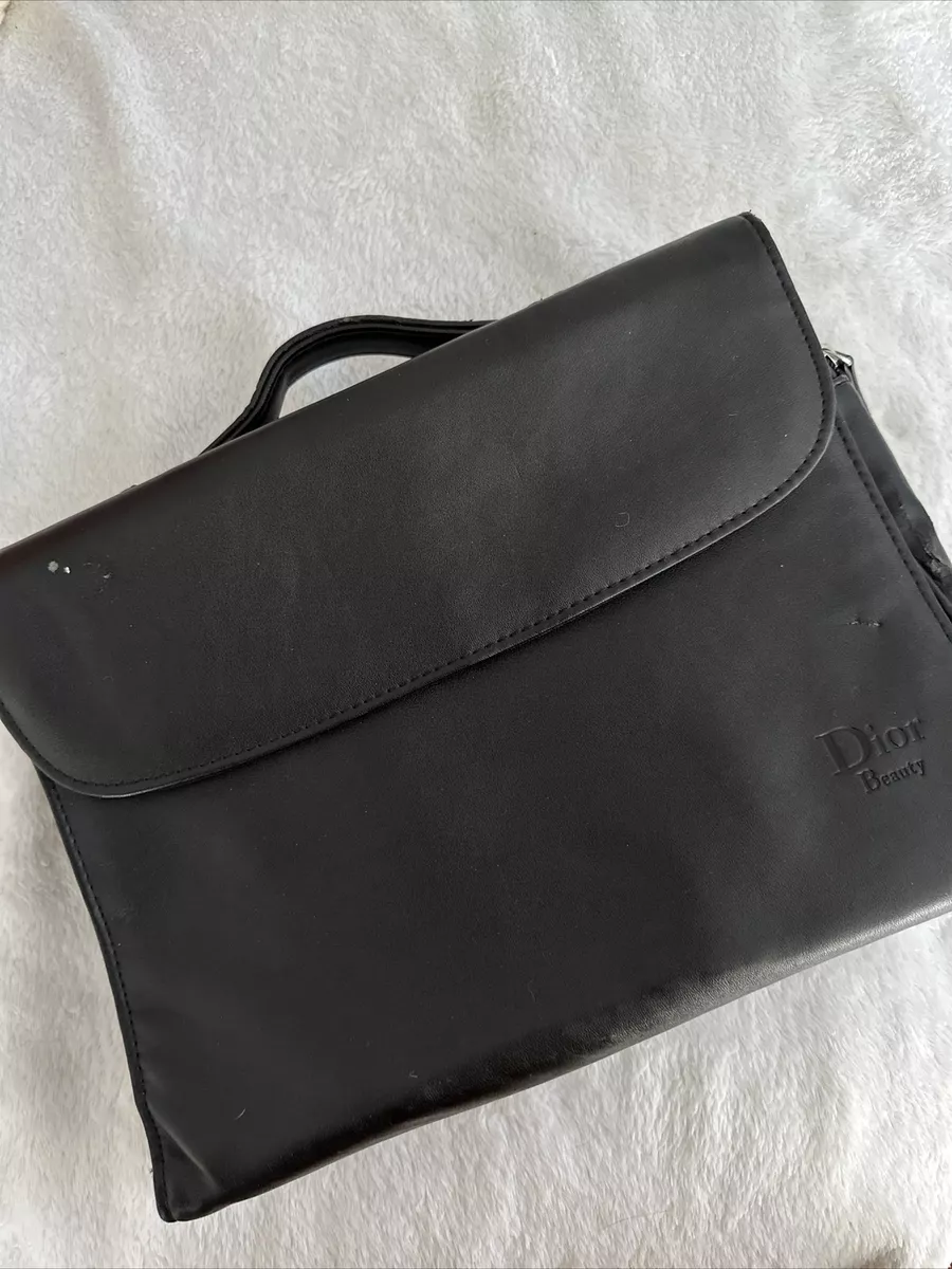 DIOR Vintage Vanity Beauty Case Travel Storage Black Bag Used