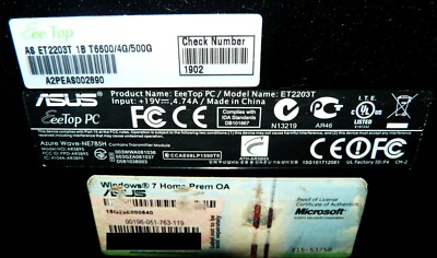 Coque Arrière Plastique D'origine ASUS Pour PC EeeTOP ET2203T - Occasion
