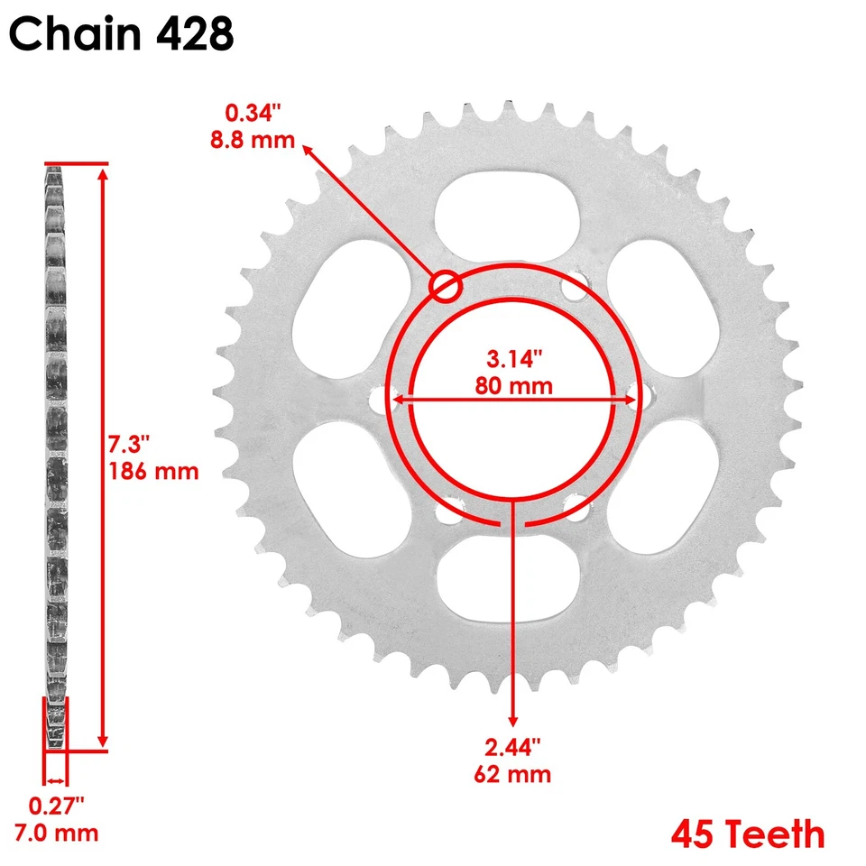 Front and Rear Sprockets Kit for Yamaha Serow 225 XT225 1992 1993 1994 1995-2007 - Image 3 of 4