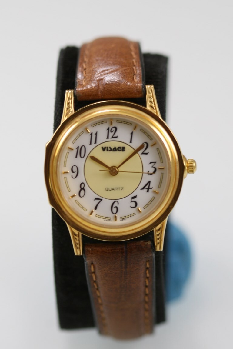 Visage Women Watch Gold Stainless Steel Leather Brown WR  display picture 2