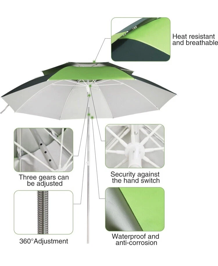 Paraguas de playa Redcamp 6,5 pies verde portátil ideal para pescar con estuche de transporte Foto 4 de 4
