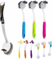 AllTopBargains2 X Kitchen Scrub Brush Sink Dish Washing Vegetable Scrubber Multi