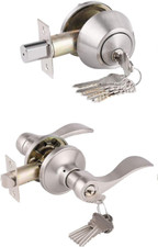 Gobrico Keyed-Alike Door Levers Double Cylinder Deadbolts Combination 2-Pack Set