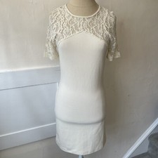 CÖ x Urban Outfitters Cream Lace Panel Short Sleeve Bodycon Dress NWT Size XS