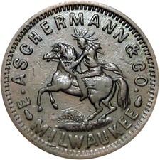 Milwaukee Wisconsin Civil War Token Aschermann & Co Cigar Indian On Horse R7