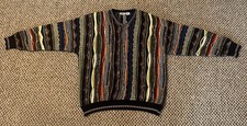 Vintage Giorgio di Firenze 3D Knit Coogi Style Multicolor V-Neck Sweater Size XL