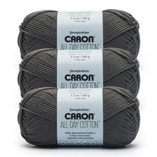 All Day Cotton - 3 Pack of 173 Yards/3.52 oz Gray 100 Mercerized Cotton Yarn