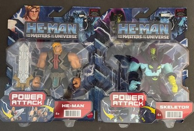Mattel He-man and Power Attack Skeleton Doll With Axe lot of 2
