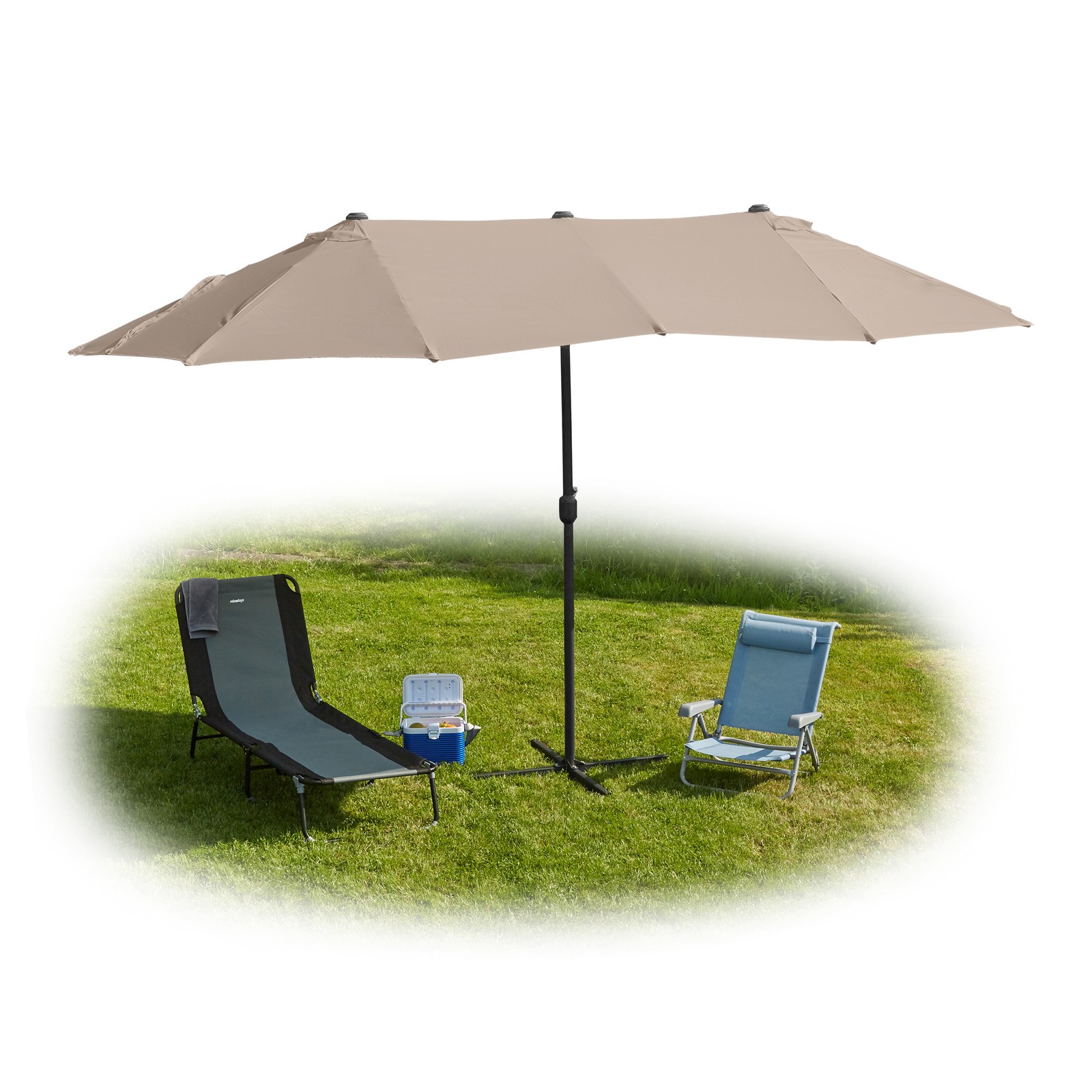 Sombrilla doble parasol ovalado impermeable 11,6 kg sombrilla grande resistente