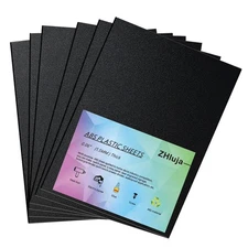 Black ABS Plastic Sheets- 0.060" Thick,12" x 16", 6 Pack for Laser Cutting, a...