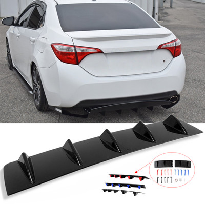 For Toyota Corolla Rear Bumper Diffuser Spoiler 5 Shark Fins Trim Splitter Wing