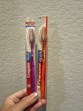 2 Colgate Plus Diamond Head Medium Toothbrush Movie Prop Retro NOS Vintage