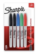 Sharpie Permanent Markers, Fine Point, Assorted Colors, 5 Count 30653