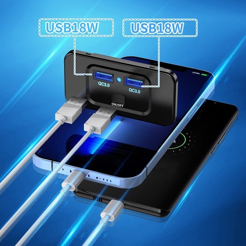 Deux ports USB de prise de courant de voiture noire avec charge rapide 3 0 pour - Photo 20 sur 21