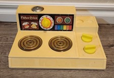 Vintage 1978 Fisher-Price Play Stove Kitchen Set Toy Magic Burners and Timer