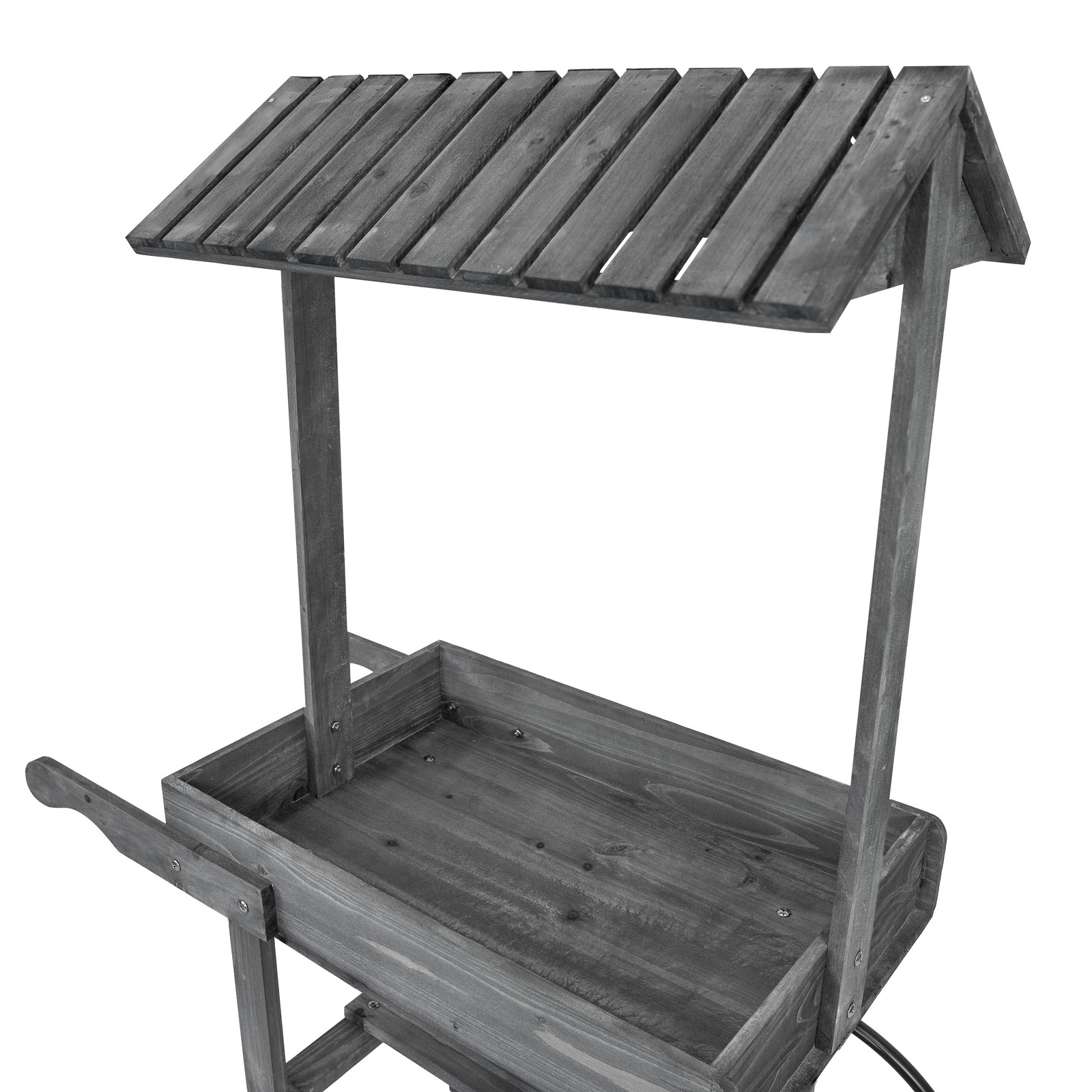 Rustic, Vintage Flower Cart Display Stand with Wheels - Gray by Sunnydaze