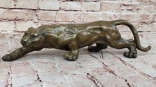 Jaguar Panthère Léopard Cougar Mountain Lion Bronze Fonte Statue Figurine Art