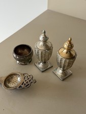 Antique Sterling Silver Mixed Lot Salt & Pepper Shakers, Strainer & More