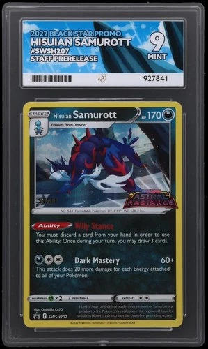 Hisuian Samurott Swsh207 Staff Pre Release Pokemon Card Ace Mint 9