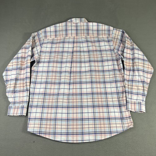 Cinch Shirt Mens Large Plaid Button Down Long Sleeve Peach Blue Western Rodeo - Picture 8 of 10