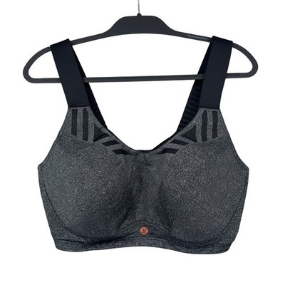 Livi Active Lane Bryant Max Support Underwire Sports Bra 38F Heather Gray Black
