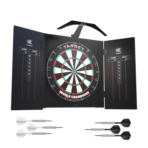 Target Darts Arc Dartboard Lighting System Home Cabinet Set - Includes World 