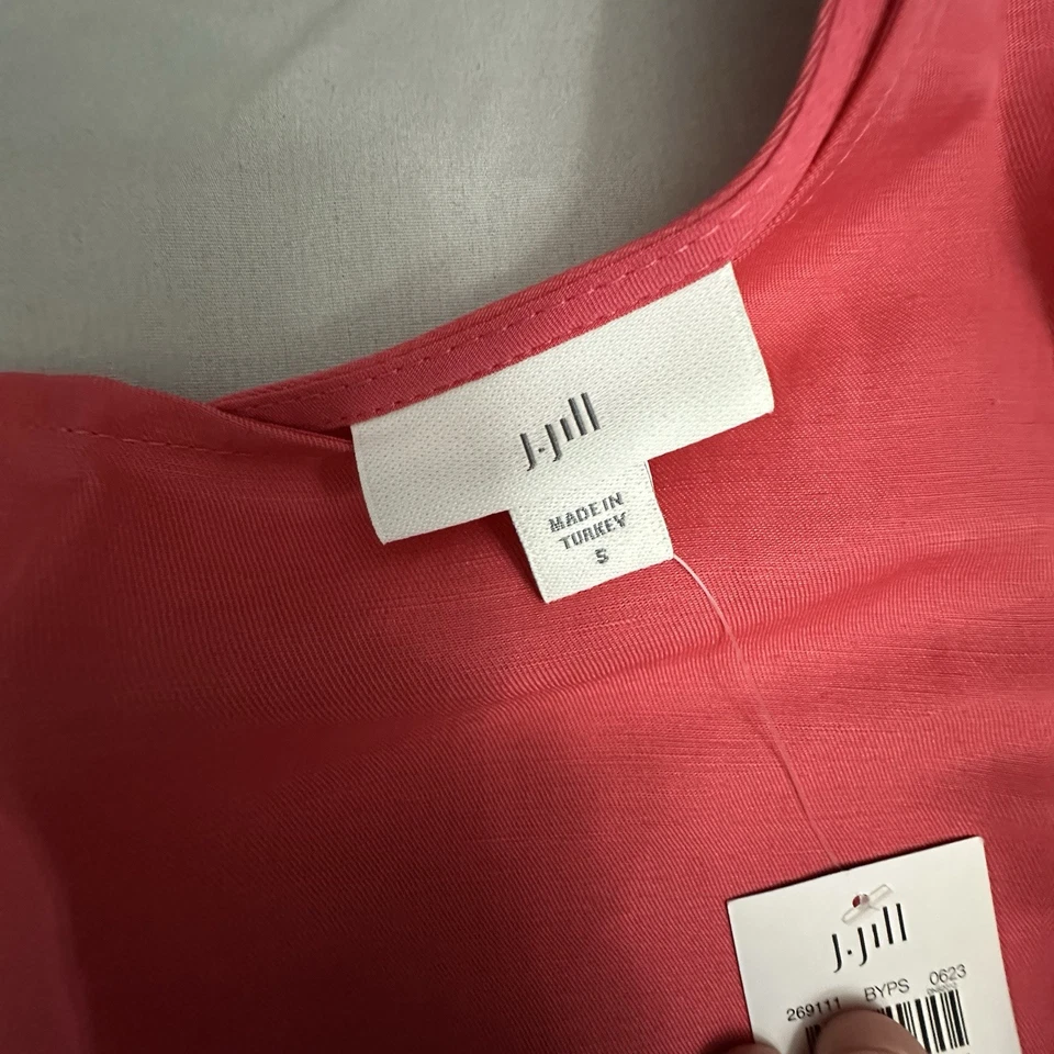 Vestido J Jill Mujer Pequeño S Rosa Fresa Midi Sin Mangas Lino Poliamida Foto 4 de 4