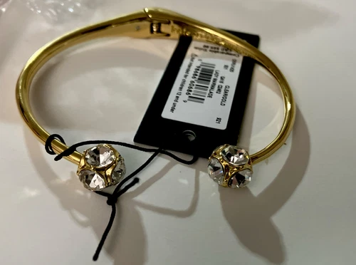 NUOVO Bracciale Kate Spade New York Lady Marmellata Cristallo Trasparente Tono Oro O0RU1420