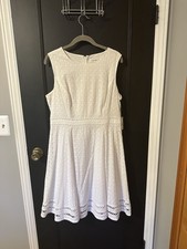 Calvin Klein Women's Sleeveless Eyelet White Dress SZ12 NWT Retail $129