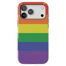 iPhone 17 MagSafe Tough Matte Case - Rainbow Stripes Gay Pride