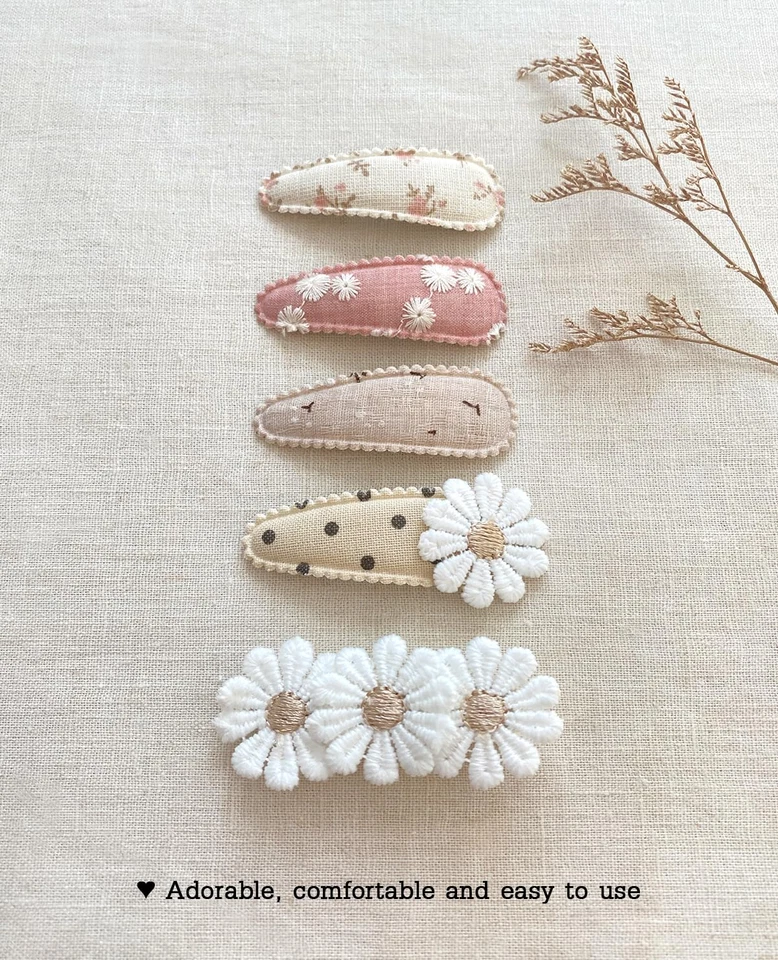 Floral Hair Bow Clips for Baby Girls, 20 Pack Flower Fully Lined Alligator Clips - Image 4 of 4