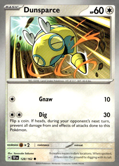 Dunsparce 128/162 Common Temporal Forces Pokemon Lightly Played