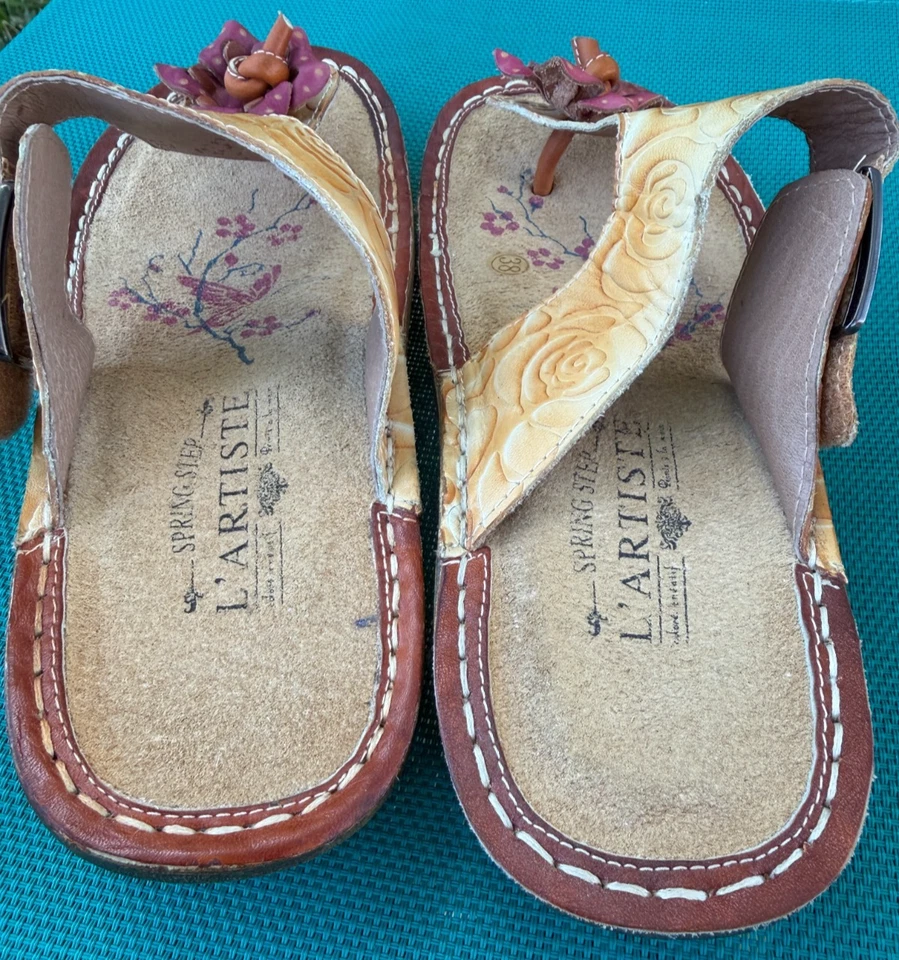 L'Artiste ALDORA Size 7.5 38 Spring Step Floral Thong Colorful Sandals Shoes NEW - Image 4 of 4