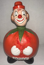 VTG 1950's ANTHROPOMORPHIC LG. CLOWN PIXIE KETCHUP JAR  BY STAR CREATION SET