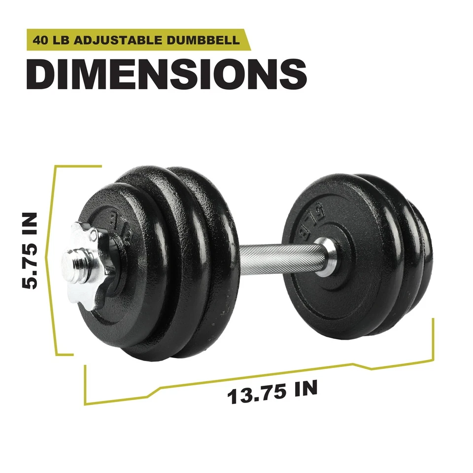 40lb Adjustable Dumbbell Set Weightlifting and Strength Training Chrome & Black - Image 4 of 4