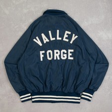 Vintage 80s Valley Forge Varsity Jacket L Made in USA Men's Navy Blue Collegiate