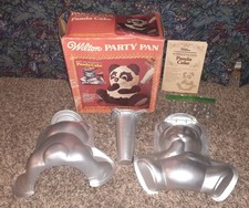 VTG 1978 WILTON PARTY PAN PANDA BEAR 3D CAKE PAN W/ BOX 8 CLIPS INSTR. 502-518